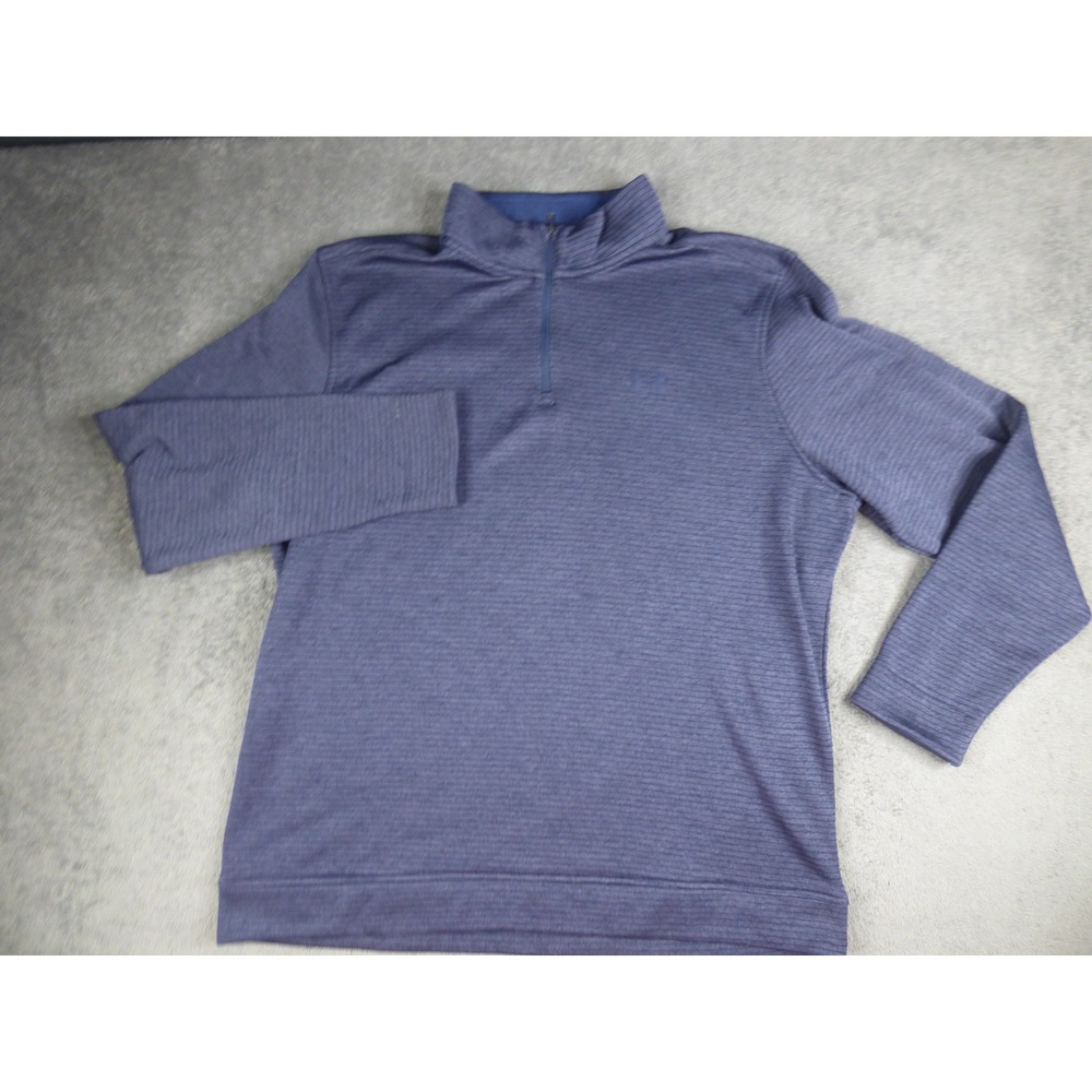 Under Armour Golf Storm Mens XL Blue Ribbed Quarter Zip Fleece Pullover Sweater